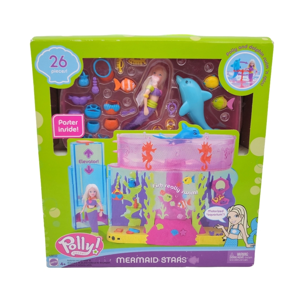 Polly Pocket Mermaid Stars Playset Motorized Aquarium 26pcs (G8602)